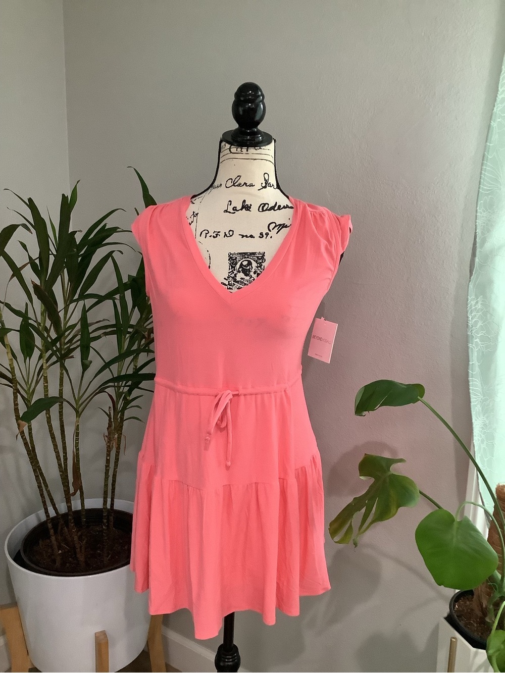 Beyond Yoga Coral Pink Tie-Waist Sundress